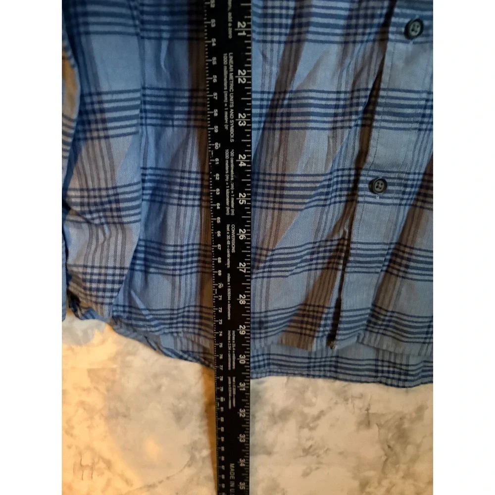 Banana Republic Men's Blue Plaid Slim Fit‎ Long Sleeve Button Down Shirt XL